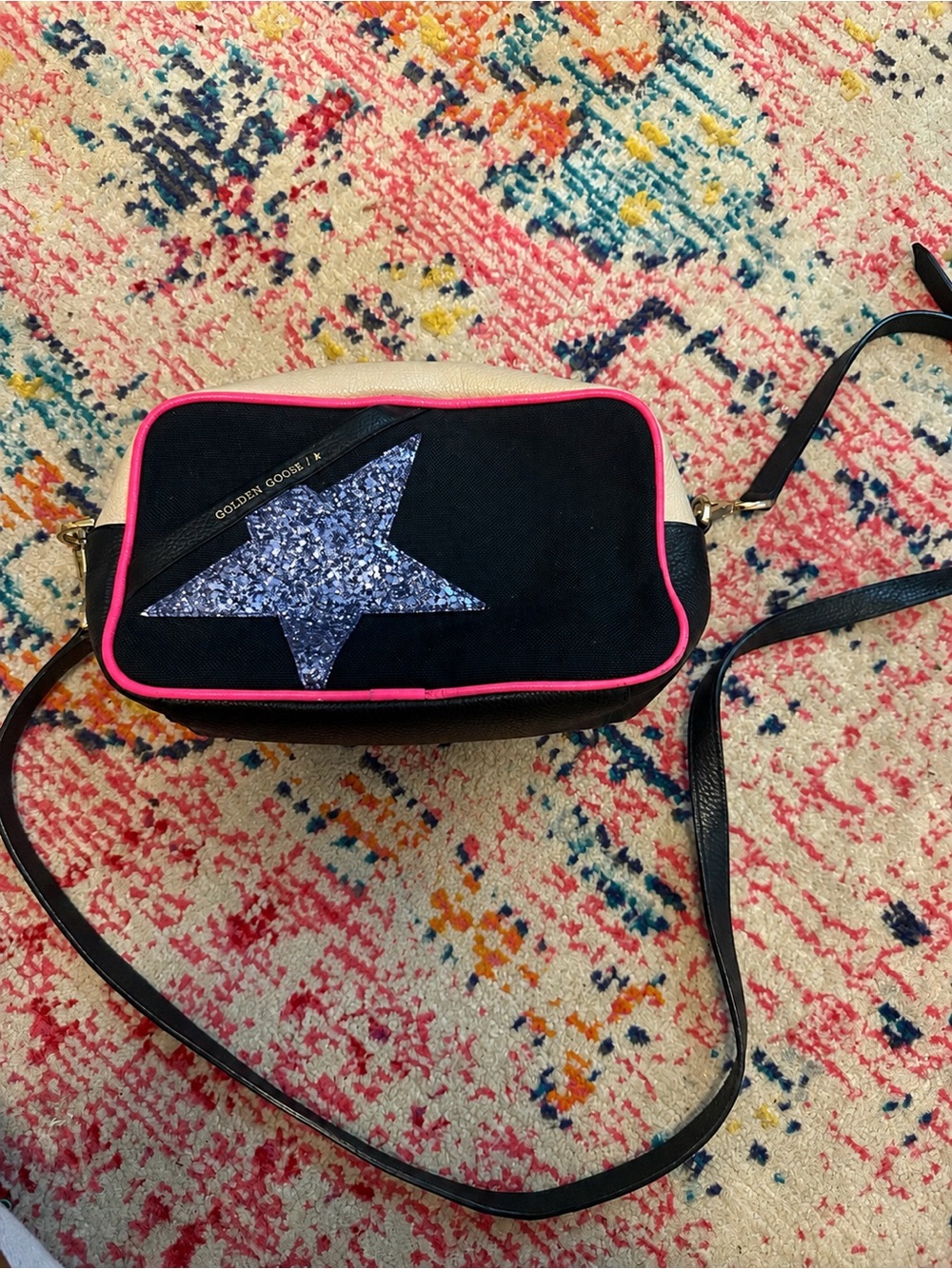 Golden Goose Black, Pink & Blue Star Crossbody Bag